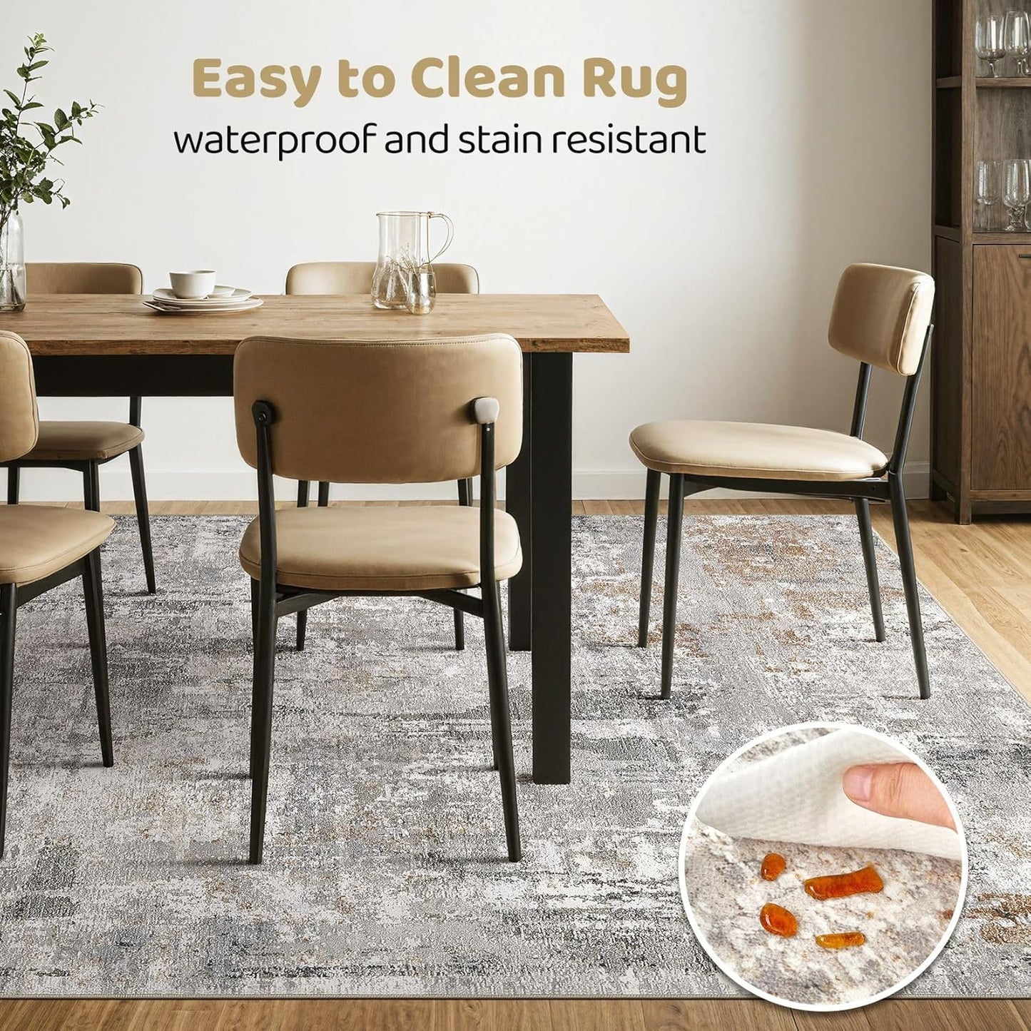 10x12 Area Rug Living Room: Washable Large Abstract Modern Soft Rugs Stain Resistant Indoor Floor Non Slip Accent Carpet for Bedroom Nursery Playroom Office Dining Room Dorm Home House- Gray Rust