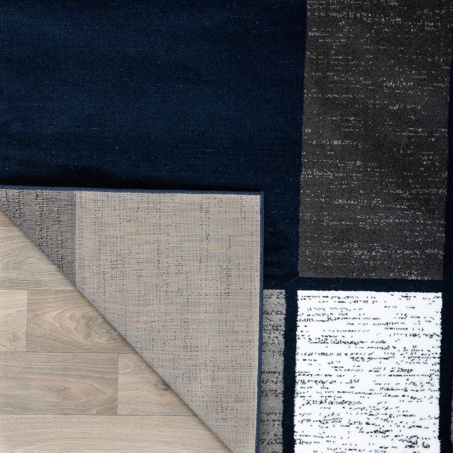Rugshop Contemporary Modern Boxes Area Rug 10' x 14' Navy