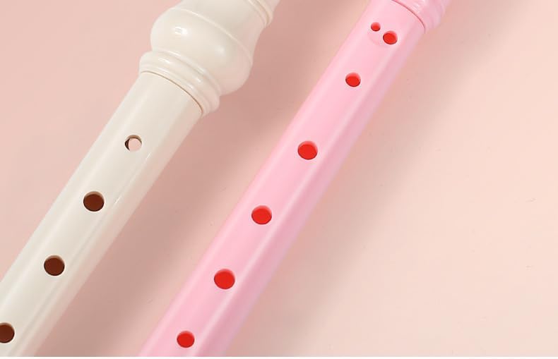 German Fingering, Natural,Soprano Recorders Descant Flute With Cleaning Rod German Style for Chrildren Kids Beginner Graduation or Back to School Gift(Pink eight holes)