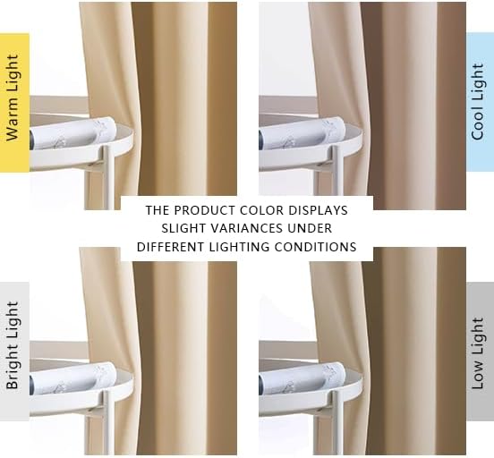 NICETOWN Bedroom Blackout Curtains and Drapes - Window Treatment Thermal Insulated Solid Grommet Blackout Draperies for Kitchen/Cafe (Biscotti Beige, Set of 2, 34 by 50 Inch)