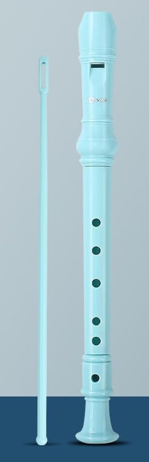 German Fingering, Natural,Soprano Recorders Descant Flute With Cleaning Rod German Style for Chrildren Kids Beginner Graduation or Back to School Gift (Blue six holes)
