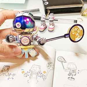 MU Metal 3D Puzzles for Adults The Little Astronaut Outerspace Exploration Spaceships Shuttle Launch Model Kits Block Building, Laser Cut Scientific Space Station Study Brain Teaser DIY Sets Gift