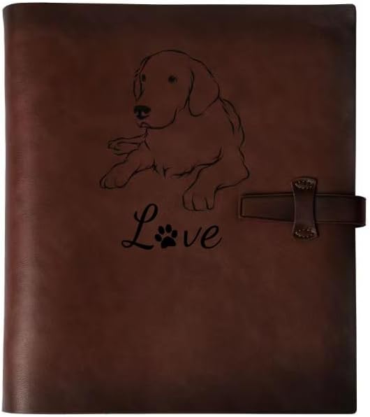 Photo Album 4x6 200 Photos, Genuine Leather Photo Albums with Writing Space with 30 Writing Paper, Travel Family Wedding Kids Graduation Baby Picture Album Scrapbook Photo Album (Dog) Labrador Gifts