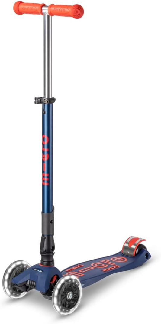 Micro Kickboard - Maxi Deluxe Foldable LED - Three Wheeled, Lean-to-Steer, Fold-to-Carry Swiss-Designed Micro Scooter for Kids with Motion-Activated Light-Up Wheels for Ages 5-12