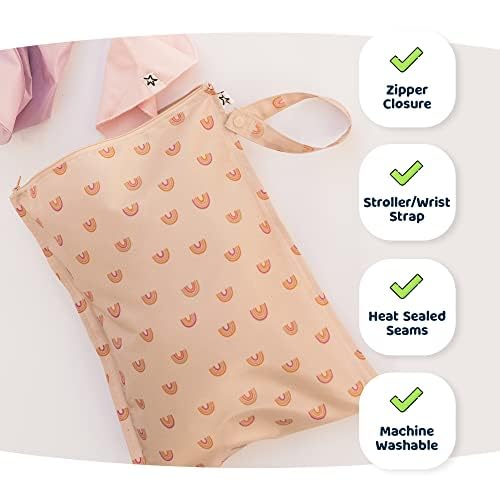 Tiny Twinkle Mess-Proof Waterproof Wet Dry Bag | 2-Pack Reusable Wet Bags for Swimsuits & Baby Clothes | Leakproof Wet Bag for Travel & Diaper Changes for Baby (Rainforest)