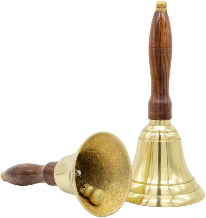 Engravable Brass Bell - Brass School Bell - Teacher Handbell - Great Gift for Teachers - Bell for Weddings and Other Occasions