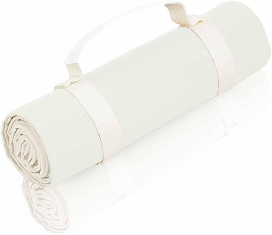 4’9” x 6’3” White Lightweight Water-Resistant Canvas Mat – Picnic, Outdoor, Beach, Park, Camping, Toy Mat