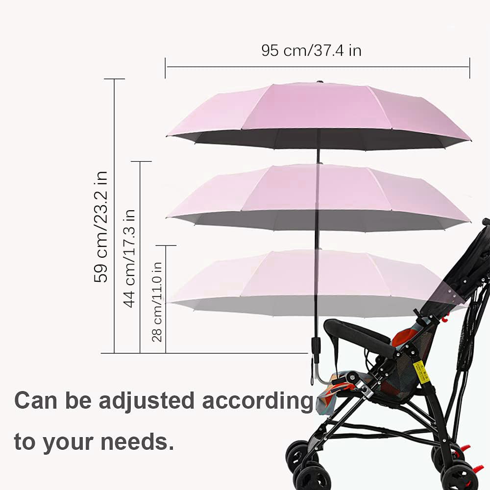 Universal Baby Parasol, Baby Stroller Sun Shade Sun Protection Sun Shade for Strollers, Waterproof Umbrella for Trolley Bike, Bicycle Umbrella with Holder Clip Clamp