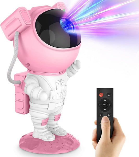 Astronaut Galaxy Projector Night Light with Timer and Remote - AceGamer Star Starry Nebula LED Lamp, Gift for Kids and Adults for Bedroom, Christmas, Birthday, Valentine's Day etc. (Pink-White)