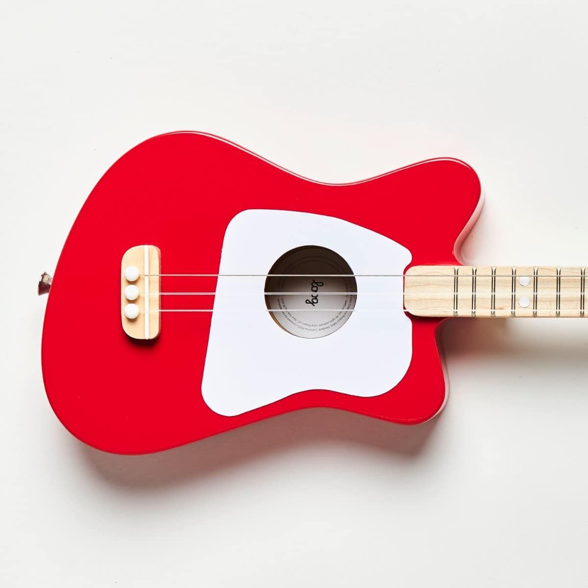 Loog Mini Acoustic kids Guitar for Beginners 3-strings Ages 3+ Learning app and lessons included Red