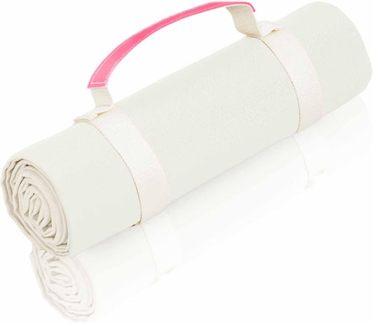 4’9” x 6’3” White Lightweight Water-Resistant Canvas Mat – Picnic, Outdoor, Beach, Park, Camping, Toy Mat