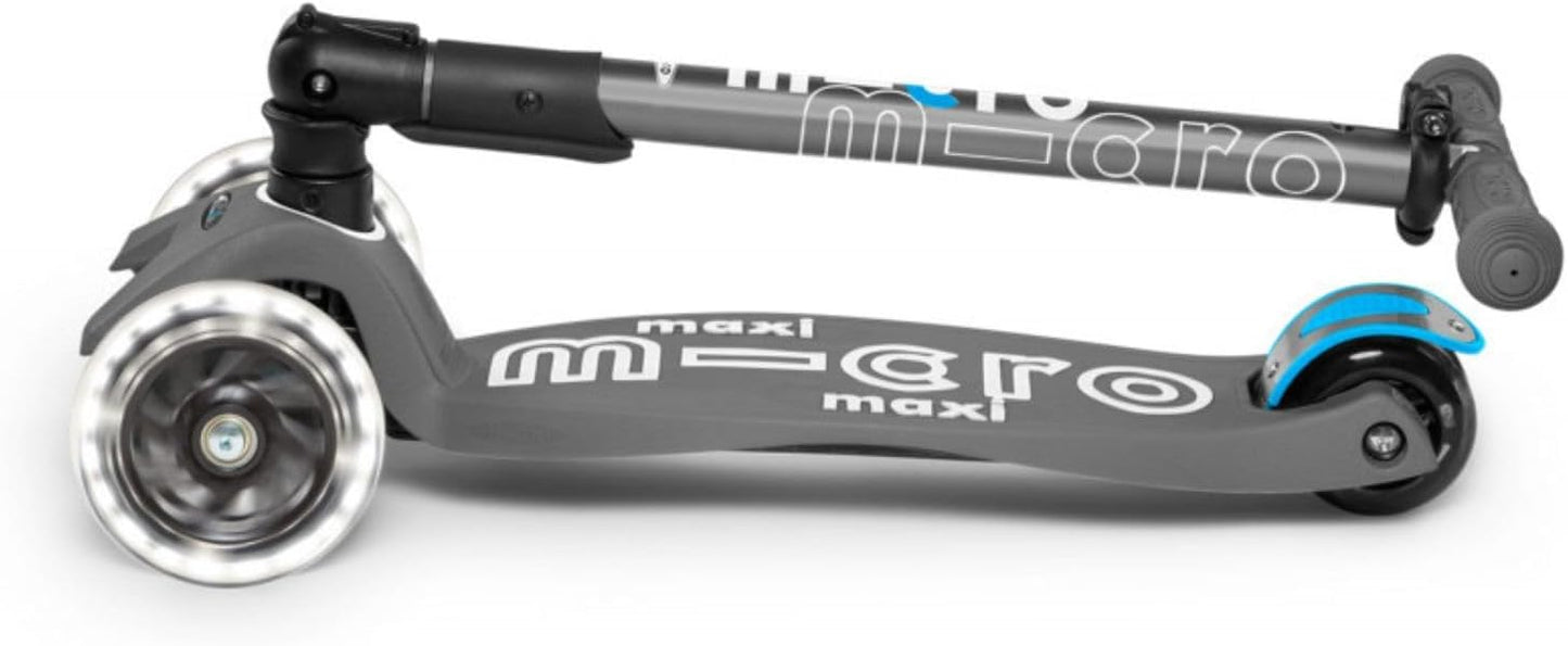 Micro Kickboard - Maxi Deluxe Foldable LED - Three Wheeled, Lean-to-Steer, Fold-to-Carry Swiss-Designed Micro Scooter for Kids with Motion-Activated Light-Up Wheels for Ages 5-12