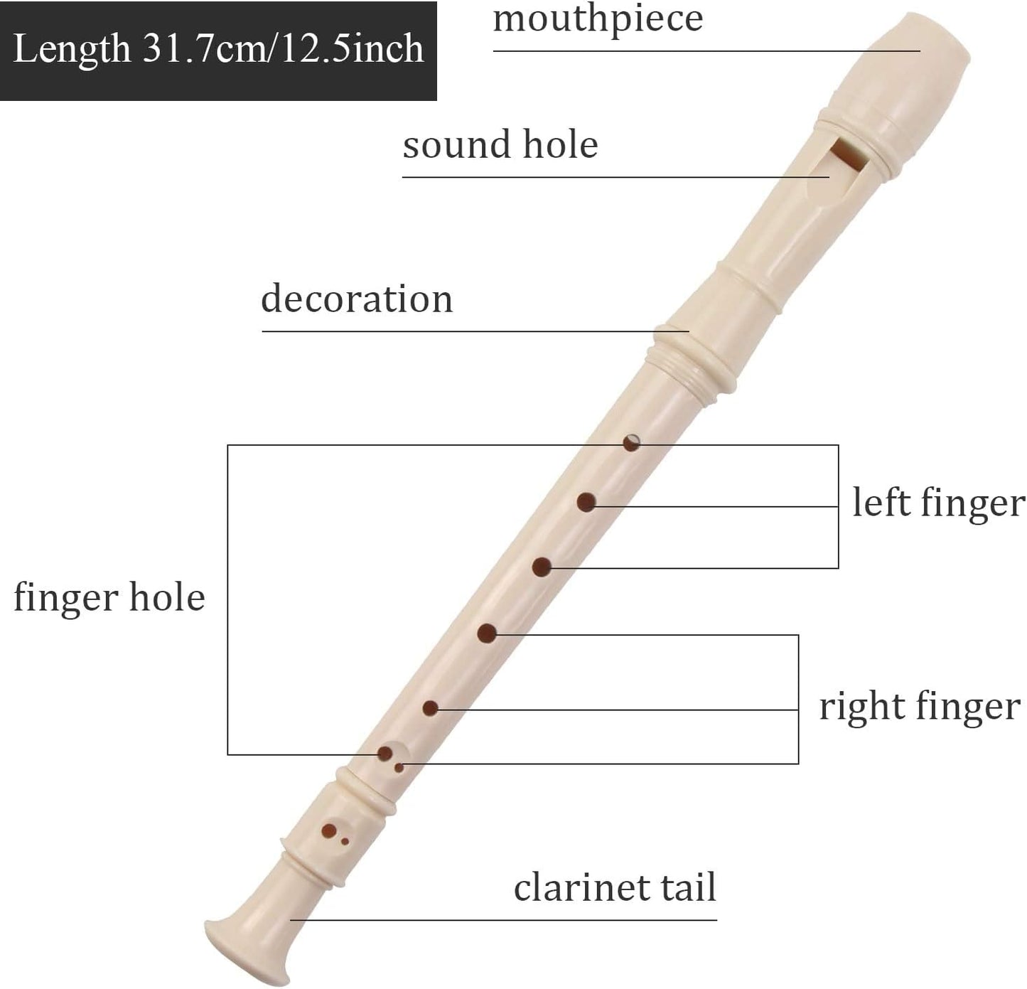SANNIX 4 Pack Recorder Instrument, 8 Hole German Style Soprano Recorder for Beginner, Recorder With Cleaning Rod, School Student Music Instrument (Ivory)