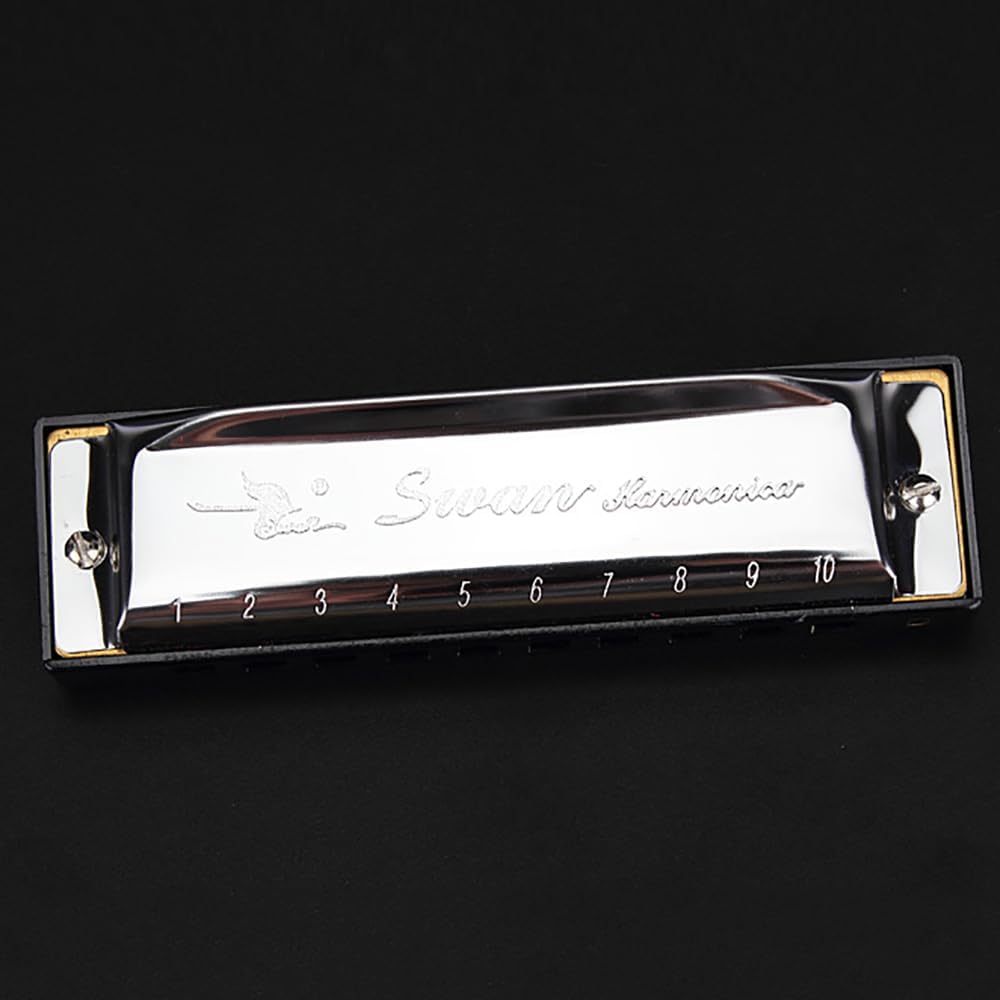 Swan Harmonica 10 Hole Blues Harmonica Set 7/12 Tone Set Suit Gift Box Mouth Organ Harmonica for Beginners Adluts (7 tone set)