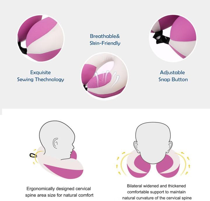 MOOB Travel Pillow for Kids, Traveling Gifts for Toddler & Children U-Shape Car Seat Head Travel Neck Pillow, Neck Pillow for Car Headrest Purple