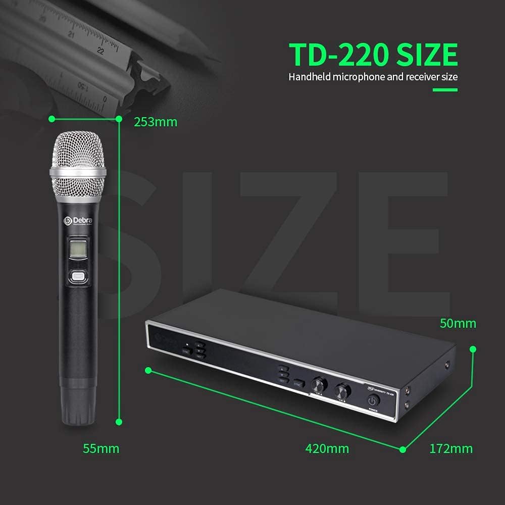 D Debra Audio TD-220 Wireless Microphone System with 2 Cordless Mics, Home Karaoke KTV Set, Ideal for Party, Church, Weddings, Stage, DJ, Outdoor, 650 Ft (TD-220)