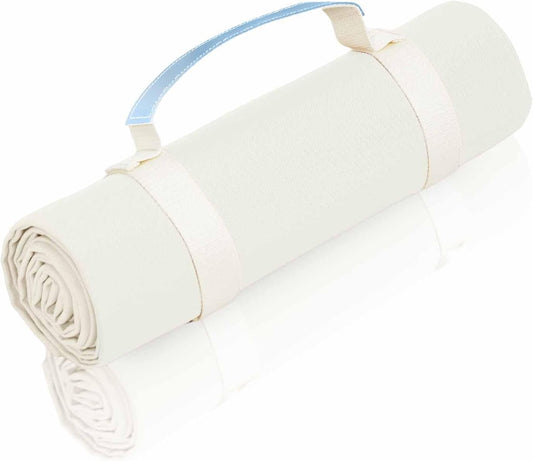 4’9” x 6’3” White Lightweight Water-Resistant Canvas Mat – Picnic, Outdoor, Beach, Park, Camping, Toy Mat