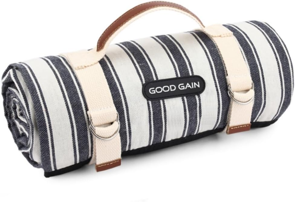 G GOOD GAIN Waterproof Picnic Blanket Portable with Carry Strap for Beach Mat or Family Outdoor Camping Party (Berry Blue)