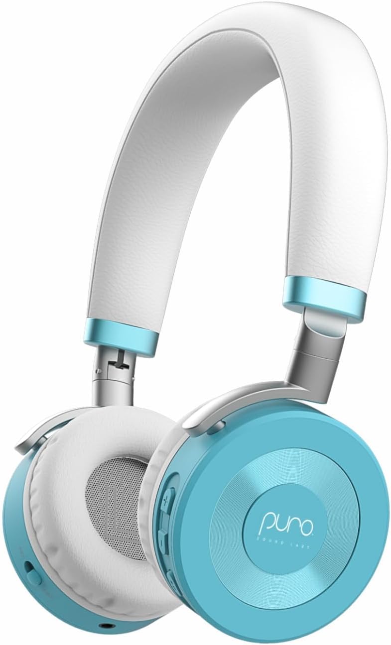 Puro Sound Labs JuniorJam Plus Volume-Limiting Wireless Bluetooth Headphones for Kids, Secure Audio with Adjustable On-Ear Design, 22-Hour Battery, Ideal for Tablets, Smartphones & PCs - Teal