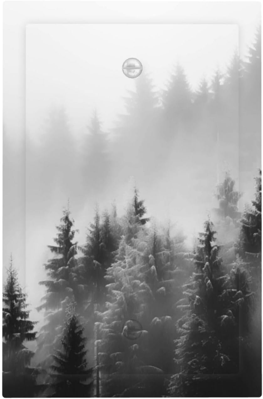 Foggy Forest Natural Scenery Retro Tree Pine Light Switch Cover Plate 1 Gang No Device Blank Electrical Wall Plates Faceplate Decorative Switch Plate for Bed Room Living Room Decor