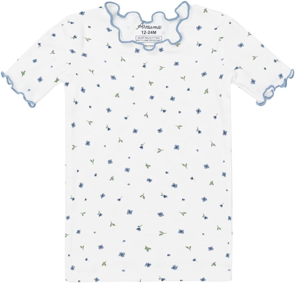 AVAUMA Baby Boy Girl Pajama Set 6M-7T Kids Cute Toddler Snug fit Flower Pattern Design Pjs Cotton Sleepwear Ruffled Shirring