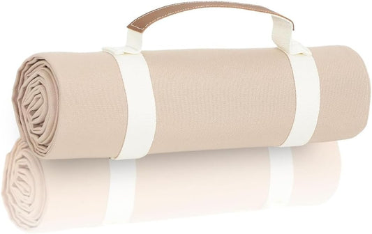 4'9" x 6'3" White Lightweight Water-Resistant Canvas Mat – Picnic, Outdoor, Beach, Park, Camping, Toy Mat