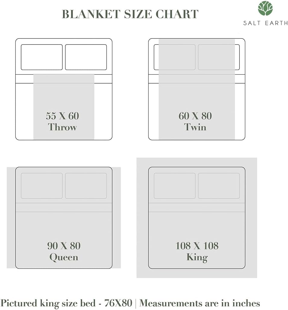 Salt Earth GOTS Certified 100% Organic Cotton Throw Blanket, 55" X 60" Waffle Blankets & Throws for Bed, Throw Blanket for Couch, Modern & Cozy Blanket, All Season, Comfy and Soft Blanket (Sun Bay)