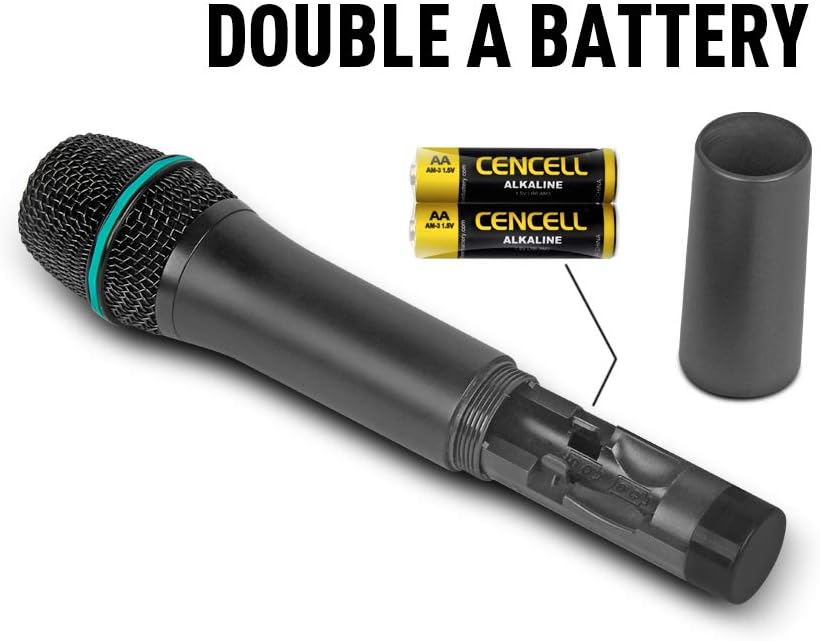 Debra Audio Pro UHF 4 Channel Wireless Microphone System with Cordless Handheld Lavalier Headset Mics, Metal Receiver, Ideal for Karaoke Church Party (with 2 Handheld & 2 Bodypack (A))