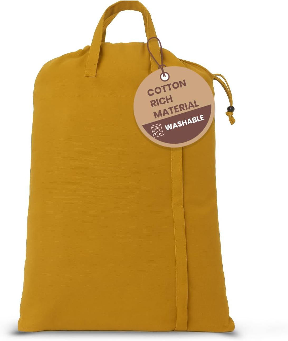 LFH Home Cotton Canvas Large Laundry Bag with Handle, Heavy Duty Drawstring Closure Washable Laundry Bags, School Travel, Home, Hotel, College Dorm, Organizer Sack, Toys Clothes 24x36-Yellow