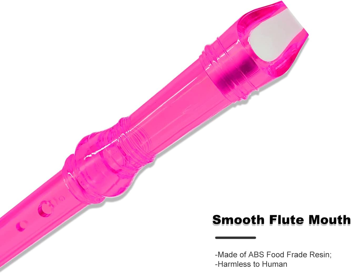 SJOYS ENGIEGEE 8-Hole Soprano Descant Recorder Kids Music Flute with Cleaning Rod & Case Bag For School Student Home Entertainment Transparent Pink