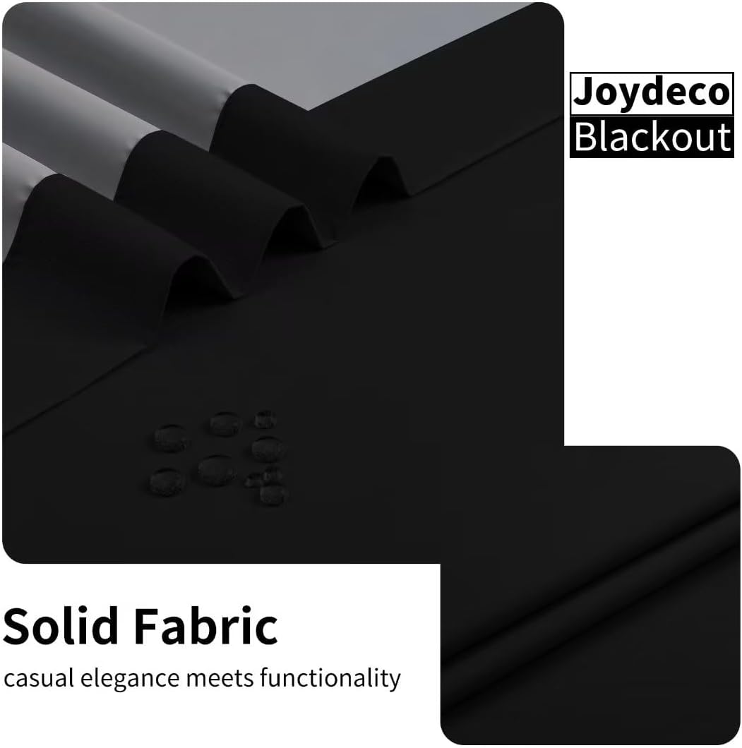 Joydeco Blackout Curtains 108 Inches Long, Black Extra Long Black Out Curtains for Living Room Bedroom, Grommet Total Room Darkening Drapes Grommets Solid Drapes for Bedroom Windows