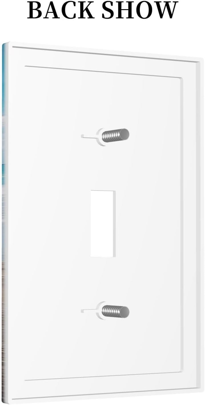 Decorative Light Switch Cover Beach Waves Brown Wood Starfish Shells 1 Gang Single Toggle Device Electrical Faceplate Switchplates Decorator Outlet Wall Plate For Bathroom Living Room