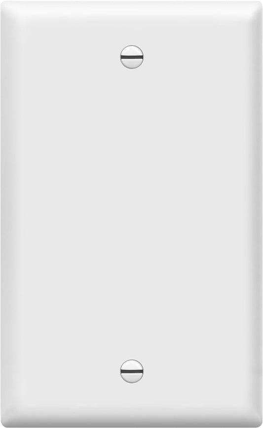 ENERLITES Blank Cover Wall Plate, Gloss Finish, Standard Size 1-Gang 4.50" x 2.76", Polycarbonate Thermoplastic, 8801-W, White