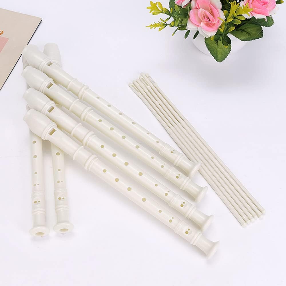 6 Pieces 8 Hole Descant Soprano Recorder for Kids, Plastic Music Recorder Instrument Kid Music Flute with Cleaning Rod