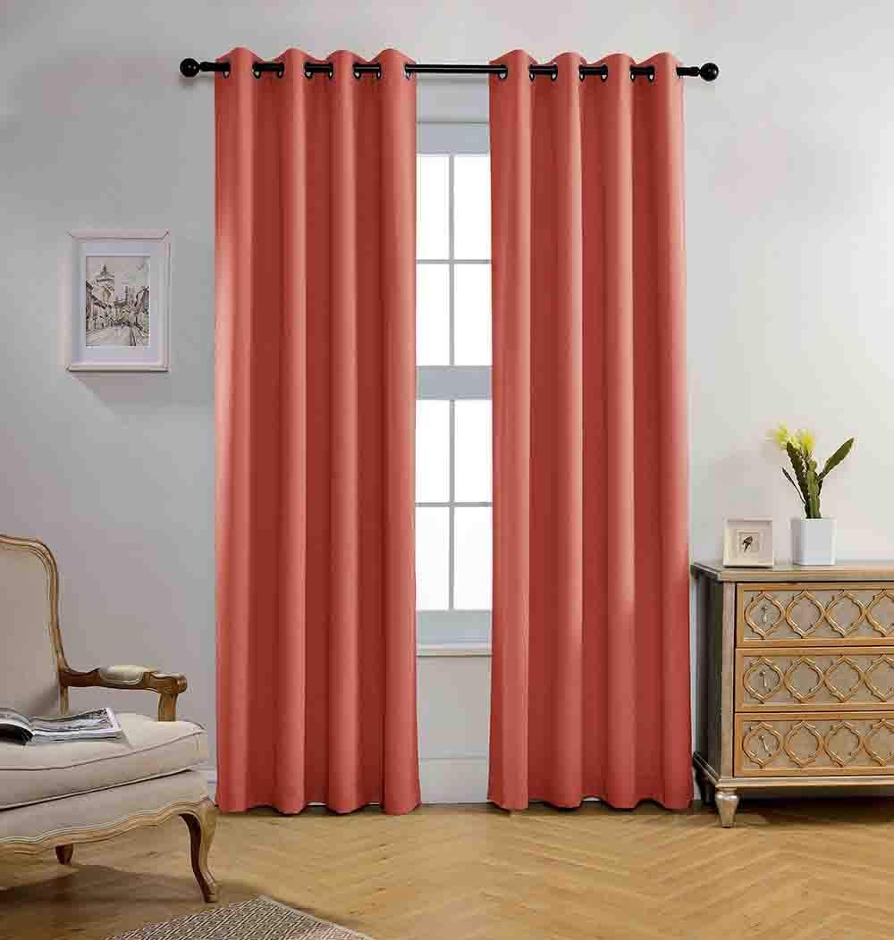 MIUCO Blackout Curtains Room Darkening Curtains Textured Grommet Panels for Living Room 2 Panels 52x84 Inch Long Rust