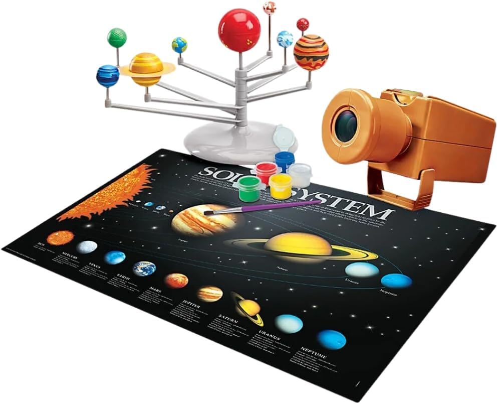 4M - STEAM Space Exploration - Build & Paint Solar System Planetarium Model, Assemble Space Toys Projector with Slides, Includes Glow Stars & Poster - Educational Science Planet Toys Kit, Kids Ages 5+