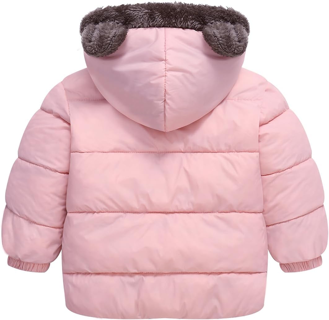 Infant Baby Winter Coat Bear Hooded Jacket Warm Fleece Snowsuit Windproof Outerwear for Toddler Boy Girl 9M-4T