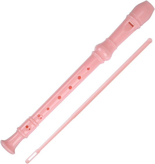 Soprano Recorder Descant Flauta Recorder 8 Hole ABS Clarinet German Style Treble flute C Key for Kids Children With Fingering Chart Instructions with Cleaning Rod Bag pink