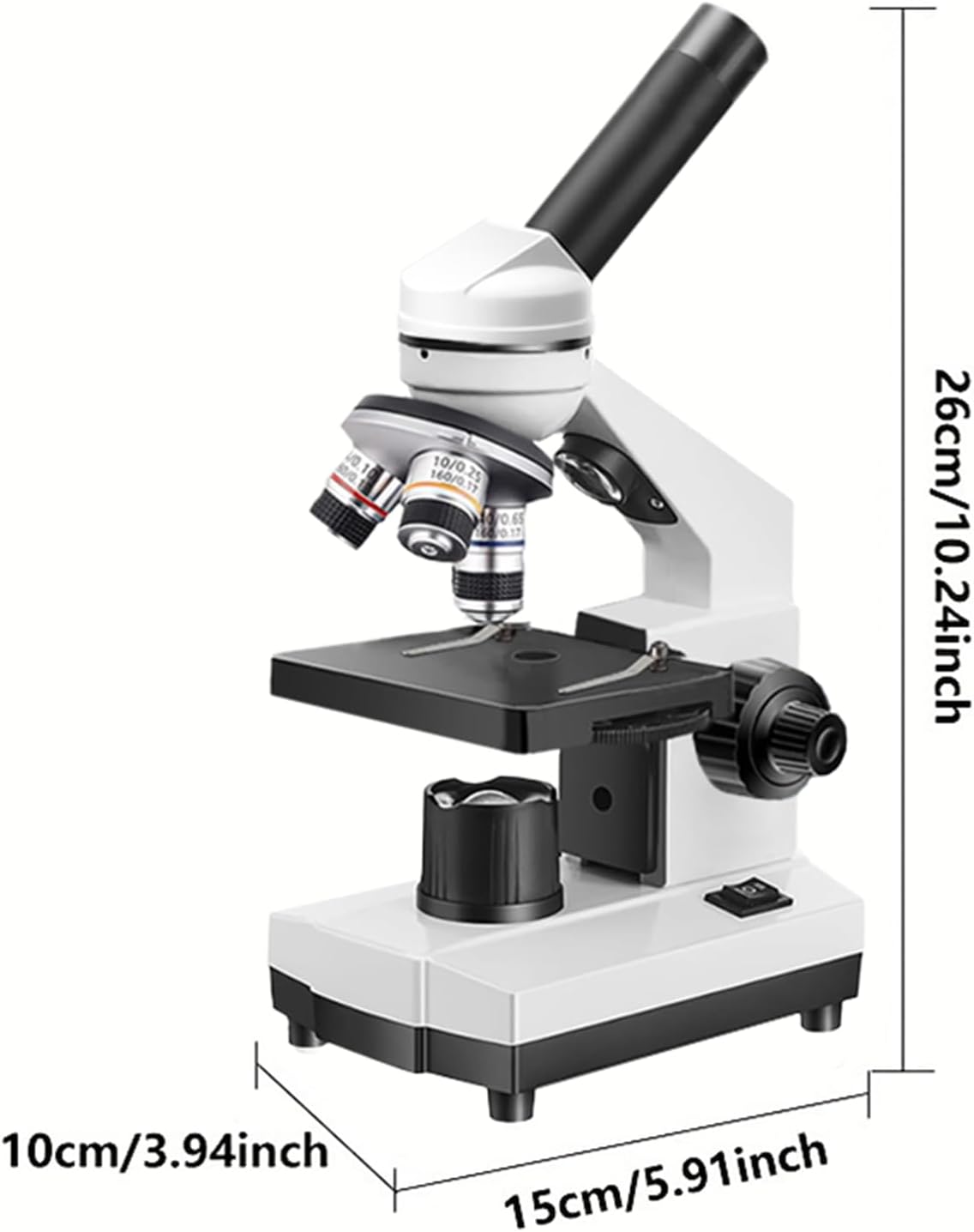 Biological Microscope Kit for Students ，LED Student Compound Monocular Microscope with Base, Suitable for Beginners Cell Phone Adapter, Upper and Lower Light, 100-1000x Magnification Powerful