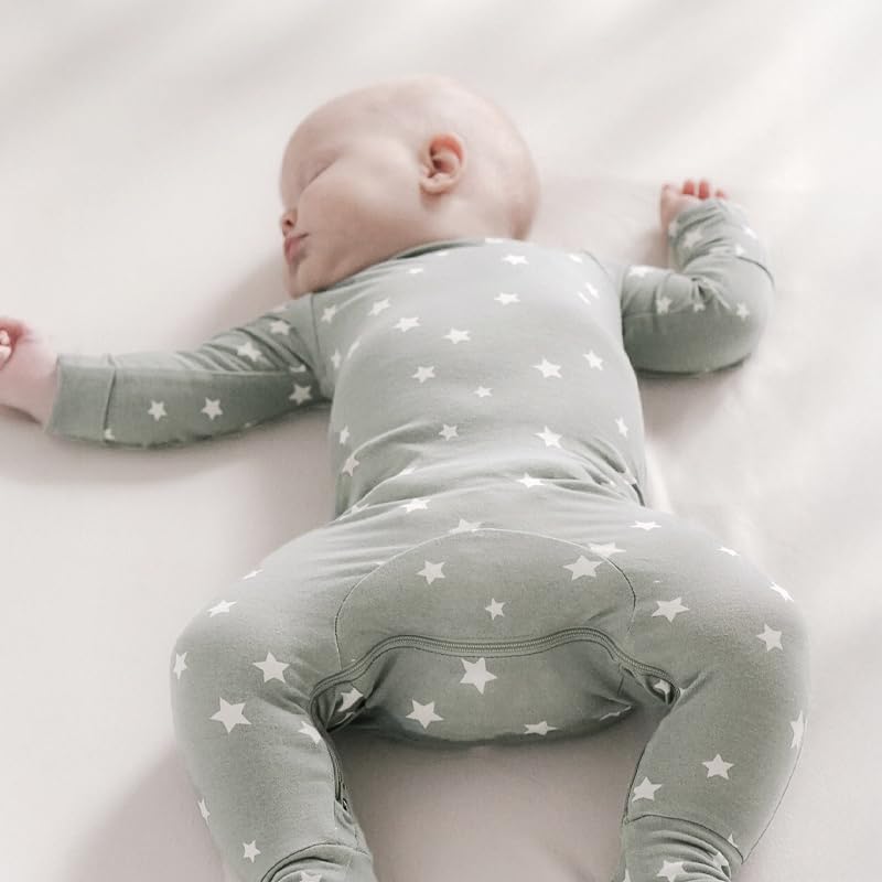GUNAMUNA Unisex Baby Toddler Ultra-Soft Convertible Pajama, Footie or Romper Sleeper with Diaper Zipper, Newborn to 24 Months