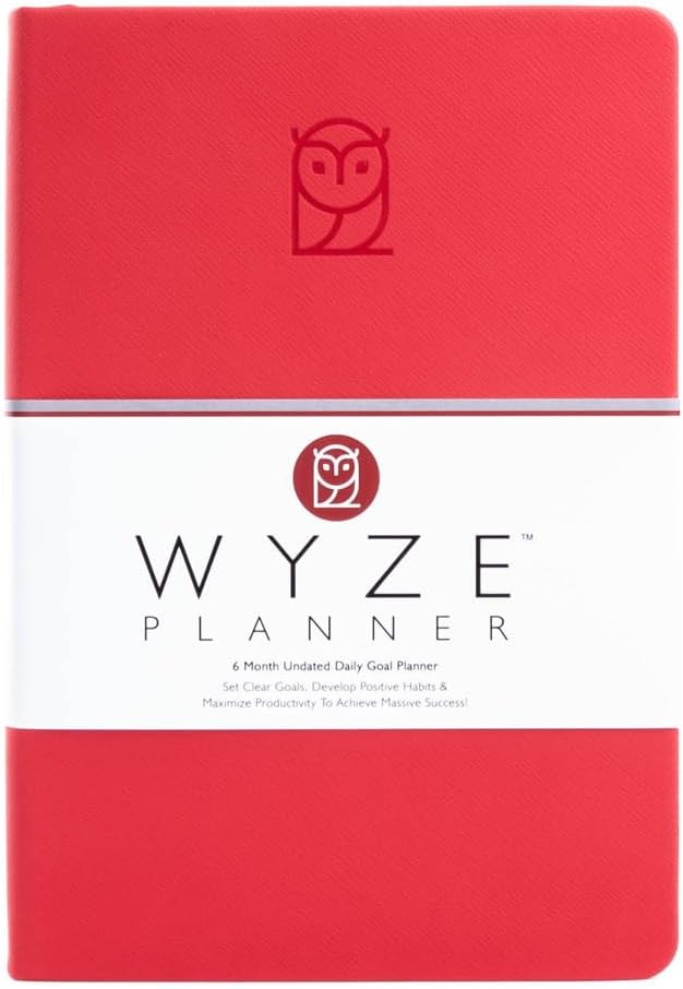 Undated Daily Planner – 6-Month A5 Productivity Organizer with Full Page Per Day, Hourly Schedule, Goal Setting, Habit Tracker, Weekly & Monthly Pages – Hardcover Time Management Notebook (Red)