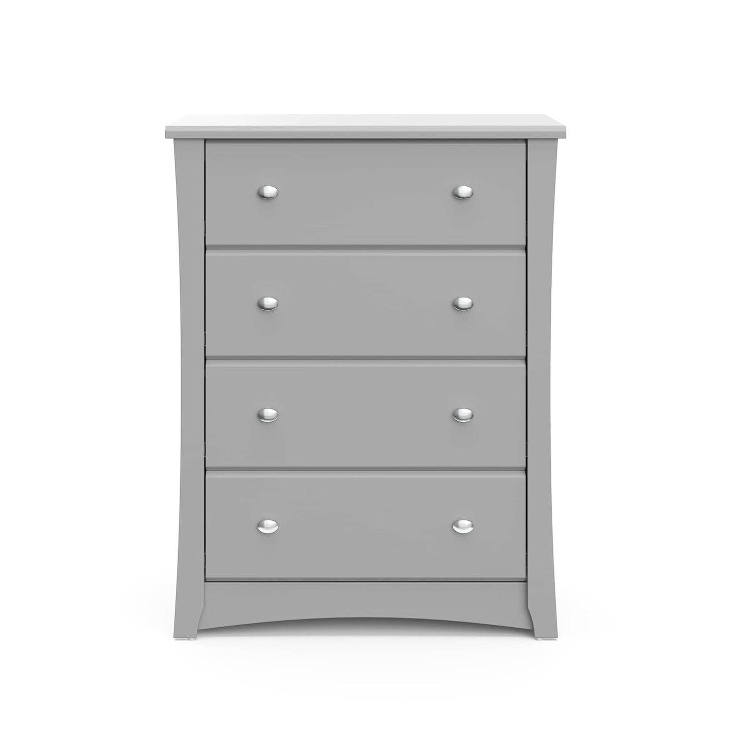 Storkcraft Crescent 4 Drawer Chest (Pebble Gray) – GREENGUARD Gold Certified, Easy-to-Match Chest of Drawers for Nursery and Kids Bedroom, Dresser Organizer for Children’s Bedroom