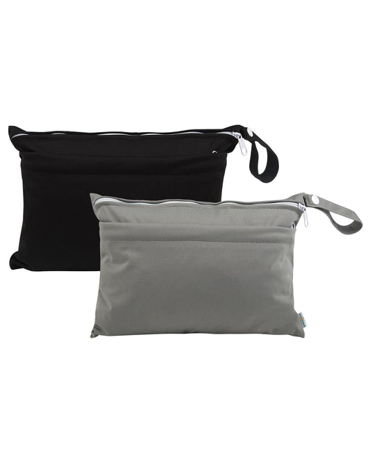 babygoal Wet Dry Bags for Baby Cloth Diapers, Washable Travel Bags, Beach, Pool, Gym Bag for Swimsuits & Wet Clothes with Two Zippered Pockets 2 Pack Small Size 2LNS01