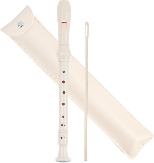 LIZIMANDU Recorder Instrument for Beginner Kids Adults,8-Hole Soprano Descant Recorder Music Flute with with Cleaning Rod & Leather Case For School Student Home Entertainment(2-Beige)