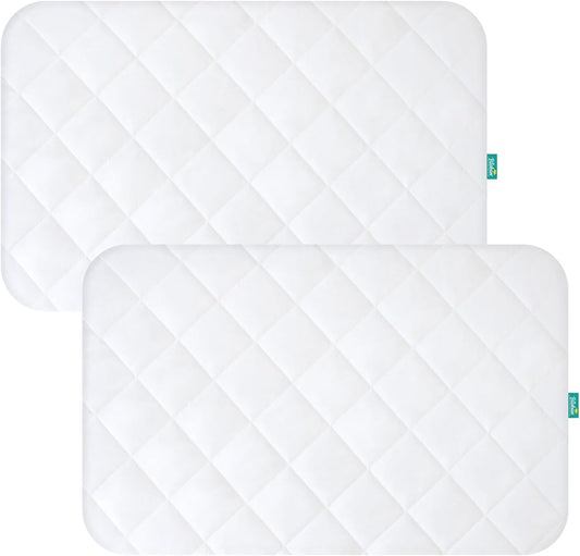 Pack and Play Sheets Fitted 2 Pack Waterproof Pack and Play Mattress Protector Pad Cover Quilted Compatible with Graco Pack n Play & Dream On Me & Pamo Babe, Playpen/Playard 39" x 27" White
