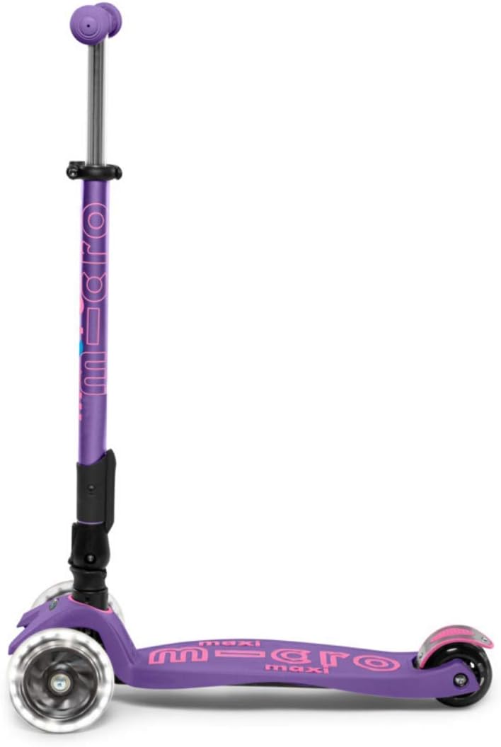 Micro Kickboard - Maxi Deluxe Foldable LED - Three Wheeled, Lean-to-Steer, Fold-to-Carry Swiss-Designed Micro Scooter for Kids with Motion-Activated Light-Up Wheels for Ages 5-12