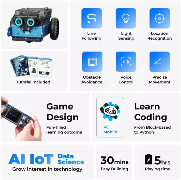 Makeblock mBot2 Coding Robot for Kids, AI Learning Support Scratch & Python Programming, Robotics Kit for Kids Ages 8-12 and up, Building STEM Robot Toys Gifts for Boys Girls