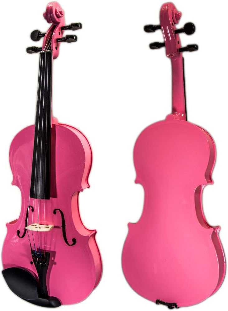 Sky Full Size VN202 Pink Violin with Brazilwood Bow and Lightweight Case