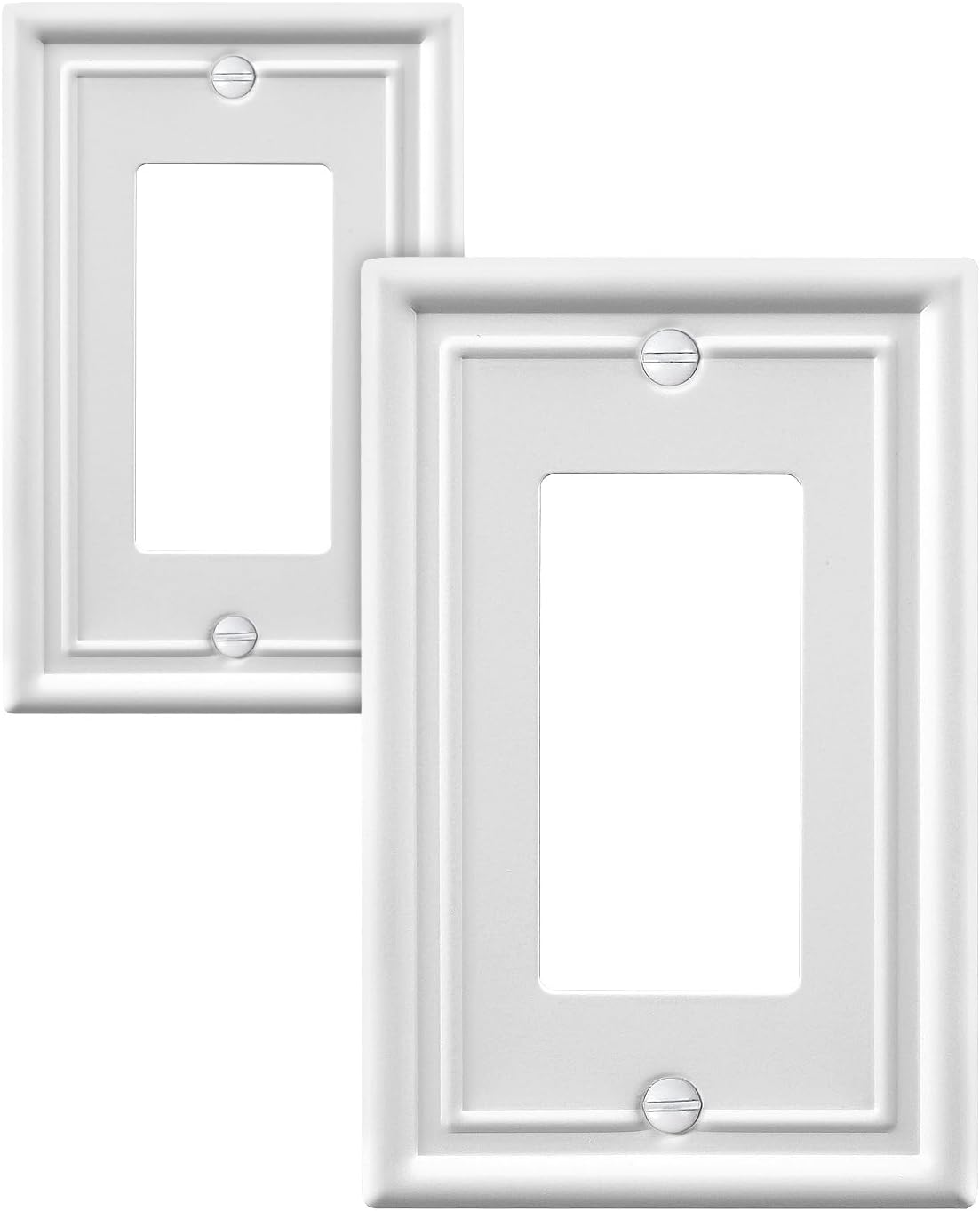 2-Pack Decorator Wall Plate, Off White Outlet Covers, Metal Wall Plate Cover for Receptacle, GFCI Outlet, Dimmer Switch, 3.15''*4.88'', Midsize