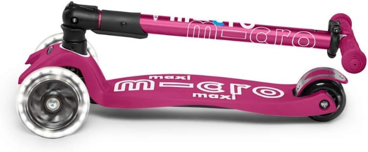 Micro Kickboard - Maxi Deluxe Foldable LED - Three Wheeled, Lean-to-Steer, Fold-to-Carry Swiss-Designed Micro Scooter for Kids with Motion-Activated Light-Up Wheels for Ages 5-12